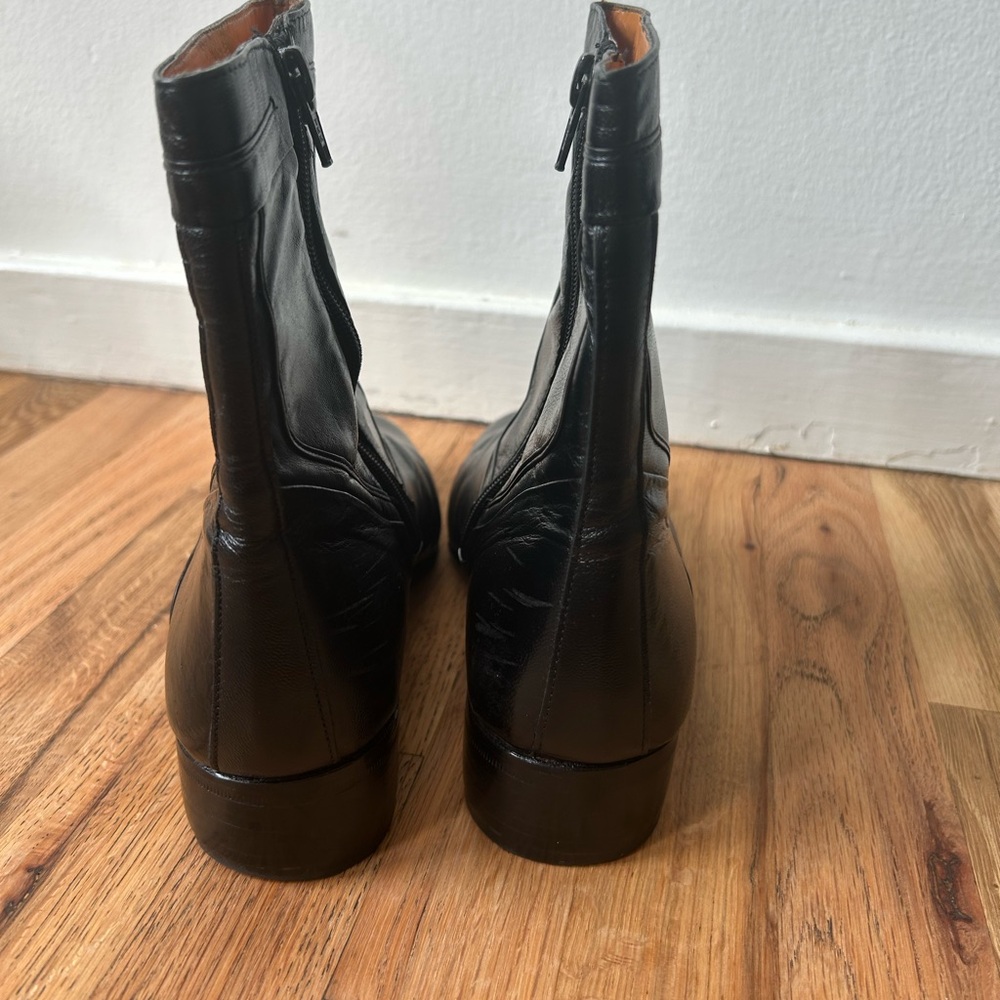 Vintage Paul Chardo Black Leather Ankle Boots with Zipper Closure - Picture 3 of 8